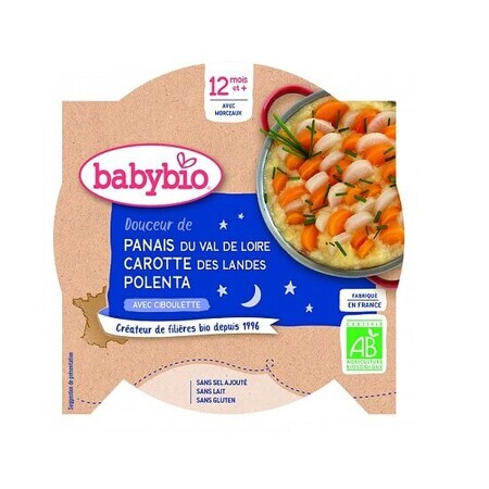 Piure Bio Meniu din pastarnac, morcovi si mamaliga, +12luni, 230g, BabyBio