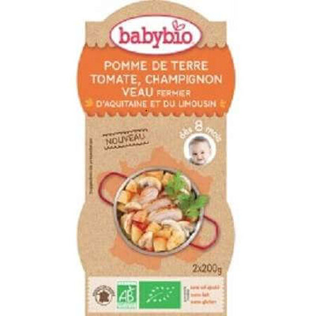 Bio-Püree aus Tomaten, Champignons und Kalbfleisch, +8 Monate, 2 x 200g, BabyBio