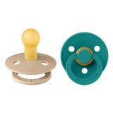 Set of 2 soothers with round teat Colour Latex, Scuba/Taupe, 0 months+, Bibs