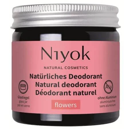 Niyok Crème déodorante et anti-transpirante naturelle aux senteurs florales, 40 ml, Niyok
