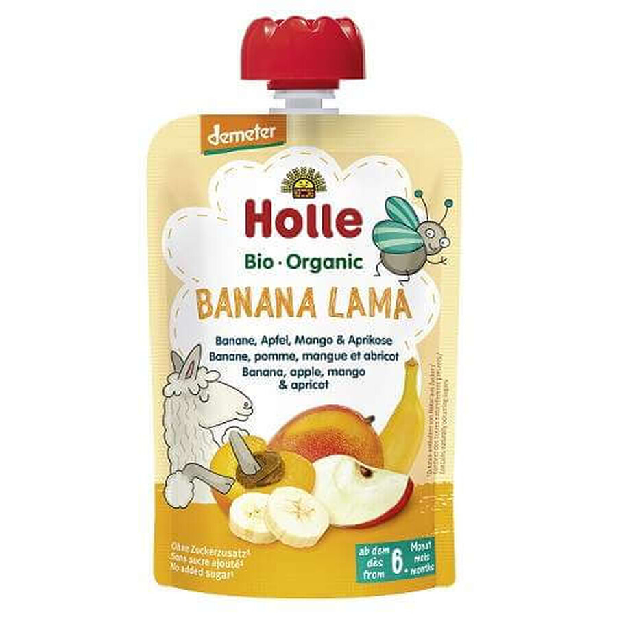 Purée de bananes, pommes, mangues et abricots, +6 mois, 100 g, Holle Baby Food