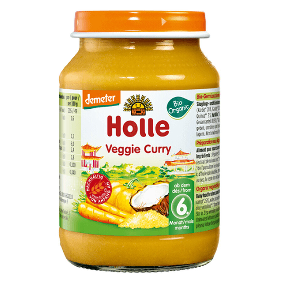 Purée de légumes au curry sans gluten, +6 mois, 190g, Holle Baby Food