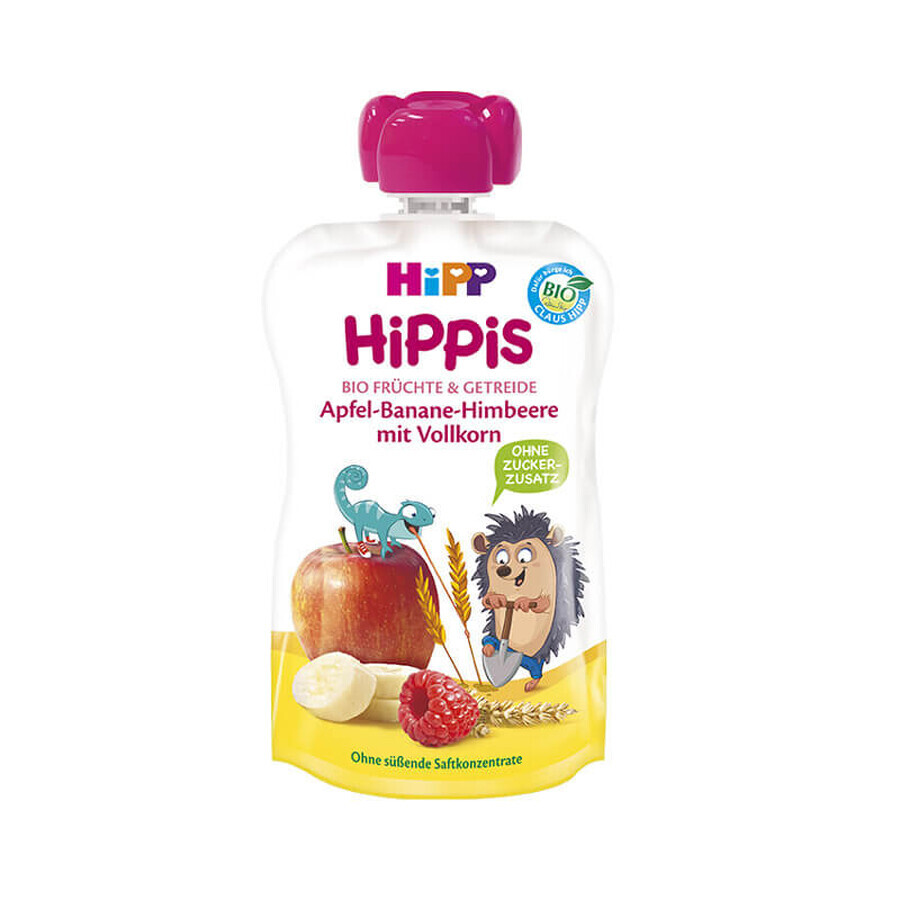 Compote de pommes, framboises et bananes HiPPiS, +12 mois, 100 g, Hipp
