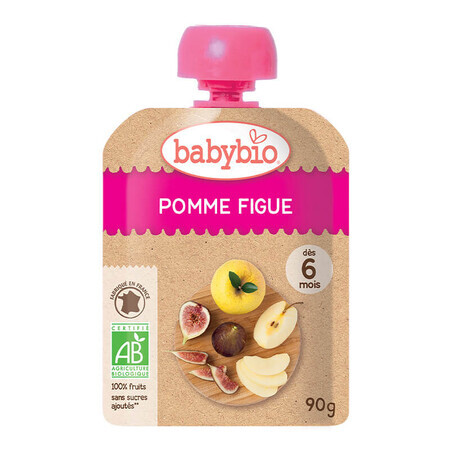 Pochette de purée de pommes et de figues bio, 90 g, Babybio