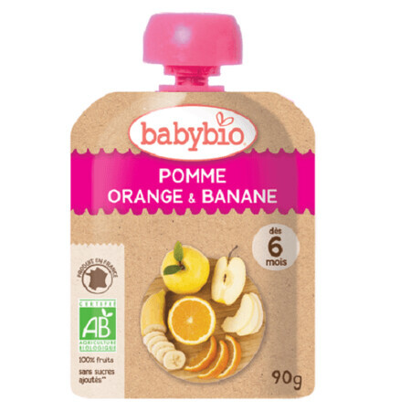 Purée d'oranges et de bananes bio, 90 g, Babybio