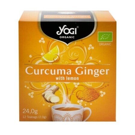 Thé curcuma gingembre et citron, 12 sachets Yogi Tea