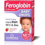 Vitabiotics Feroglobin Babydruppels Vloeibaar IJzer Vit C en Zink 4-24 Maanden Aardbei