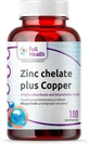 Full Health Quelato de Zinc y Cobre 100 Cápsulas a base de plantas