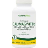 Nature's Plus Bone Support Kauwtabletten Calcium Magnesium Vit D3 met Vitamine K2 60 Vanille Smaak