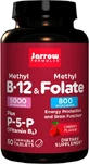 Jarrow Formulas Methyl B-12 5000mcg + Methyl Folate 800mcg Vitamin for Nerve Health 60 chewable tablets