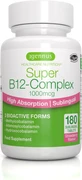 iGennus Super B12 Vitamin Complex for Nervous System Health 180 sublingual tablets