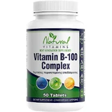 Natural Vitamins Vitamin B B Complex Vitamin for Energy, Immune & Nervous System Strengthening 100mg 50 Tablets