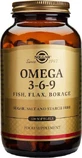 Solgar Omega 3 6 9 Poisson, lin, bourrache 120 softgels non aromatisés