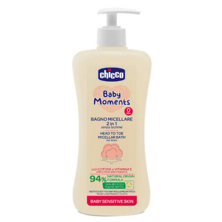 Baby Moments Sensitive dermatologisches Shampoo und Duschgel, 500 ml, +0 Monate, Chicco