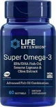 Life Extension Super Omega-3 Fruit Extract Ulei de pește EPA/DHA cu lignani de susan și extract de fructe de măsline 60 softgels Unflavoured