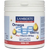 Lamberts Omega 3 6 9 1200mg Más Vitamina D3 5μg Aceite de Semilla de Borraja y Aceite de Oliva 1200mg 120 cápsulas Sin sabor
