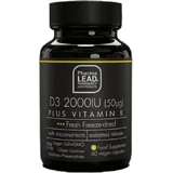 Pharmalead D3 Plus Vitamine K voor versterking immuunsysteem & ei-gezondheid 2000iu 60 plantaardige capsules