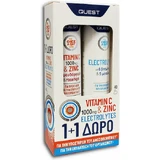 Quest Quest Vitamine C 1000mg & Zink + Elektrolyten Multivitamine Vitamine C 1000mg & Zink + Elektrolyten voor versterking van het immuunsysteem