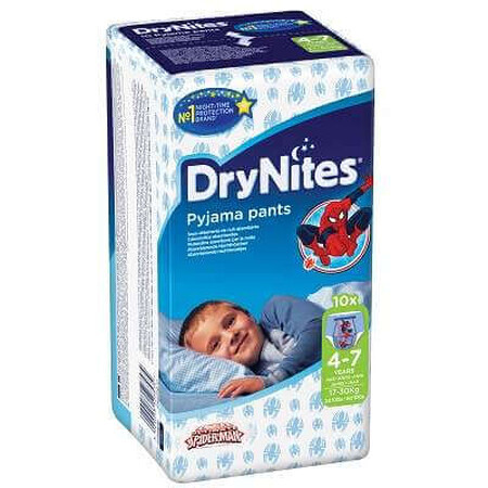 Huggies Drynites - Mutandine Assorbenti 4-7 Anni 17-30Kg Boy, 10 Mutandine