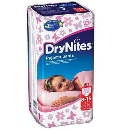 Huggies DryNites Girl Mutandina Assorbente Ragazza 8-15 Anni 27-57 kg, 9 Pezzi