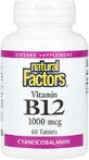 Natural Factors Vitamin B12 for Nervous System Health 1000mg Cherry 90 Tablets