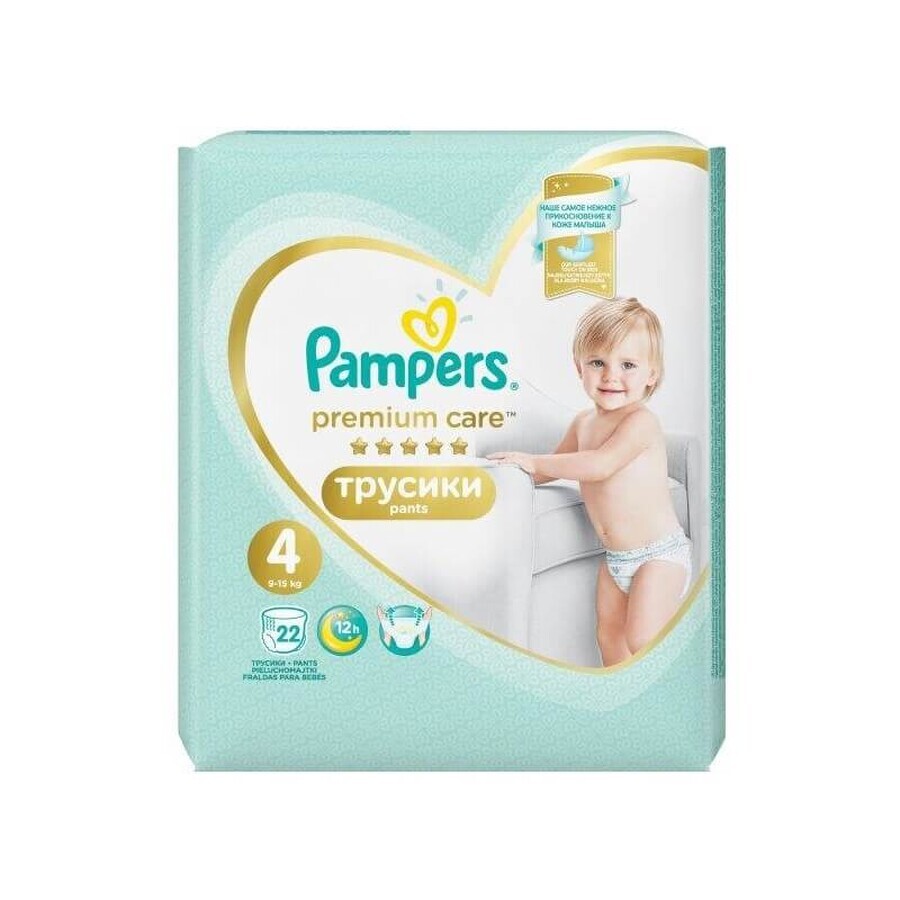 Pantaloni per pannolini Premium Care n. 4, 9-15 Kg, 22 pezzi, Pampers