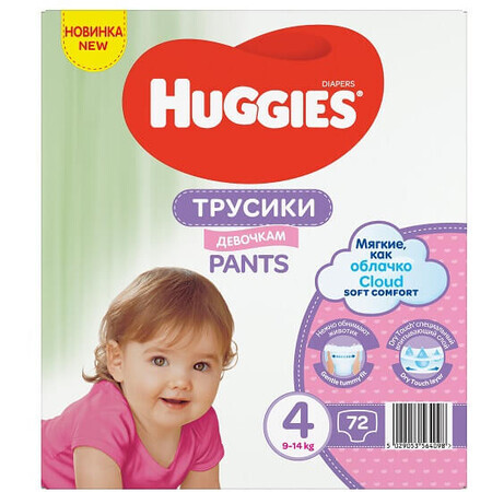 Windelhosen Soft Comfort Girl Nr. 4, 9 -14 kg, 72 Stück, Huggies