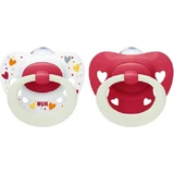 Nuk Signature Silicone Orthodontic Pacifiers Silicone Pacifier with cover white - red for 18-36 months 2pcs