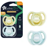 Tommee Tippee Sucettes orthodontiques ultra légères en silicone jaune/bleu ouvertes pour 6-18 mois 2pcs