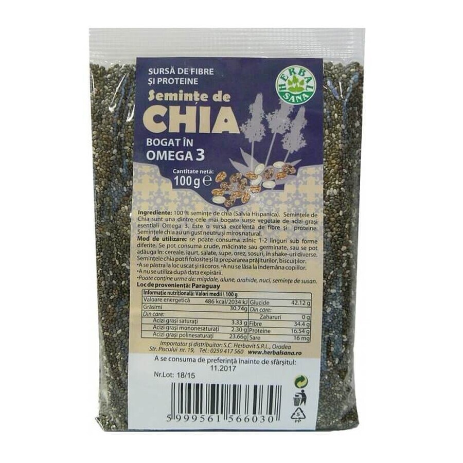 Chia-Samen, 100 g, Herbal Sana