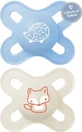 Sucettes orthodontiques Mam en silicone Hérisson - Renard - Bleu-Beech pour 0-2 mois 2pcs