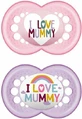 Mam 265S I Love Mummy Sucettes orthodontiques en silicone I Love Mummy - rose lilas pour 16+ mois 2pcs
