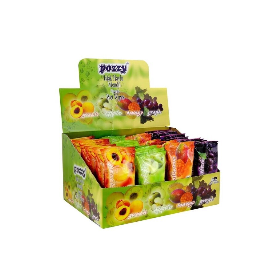 Serviettes humides de poche parfumées aux fruits, 15 pièces, Pozzy