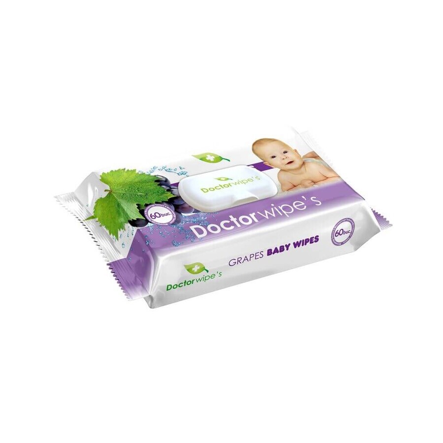 Servetele umede pentru copii Grapes, 60 bucati, Doctor Wipes