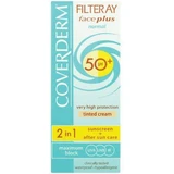 Coverderm Filteray Plus 2 in 1 wasserfeste Gesichtssonnencreme mit weichem braunem Pigment für normale Haut SPF50 50ml