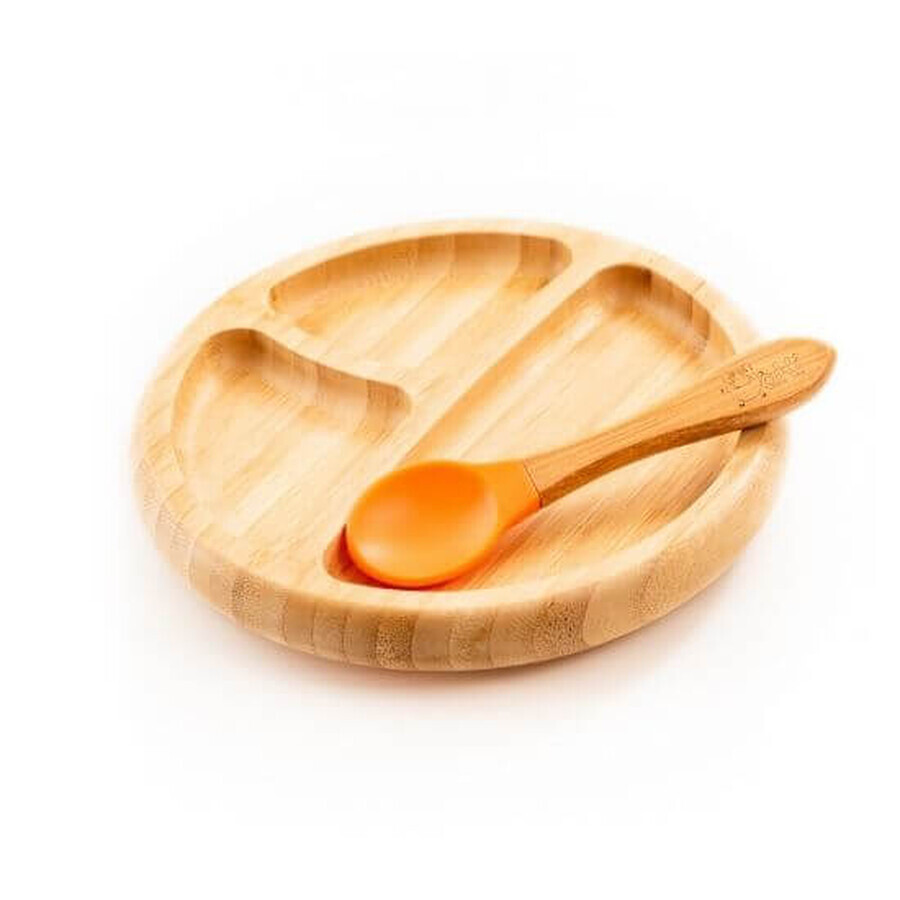 Set piatto e cucchiaio in bambù, Arancione, Oaki