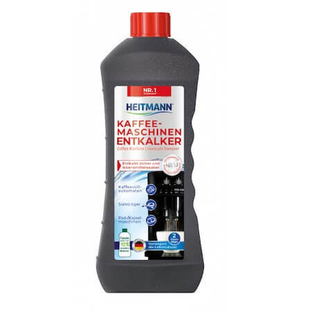 Professionelle schwarze Power-Entkalkerlösung für alle Kaffeevollautomaten, 250 ml, Heitmann