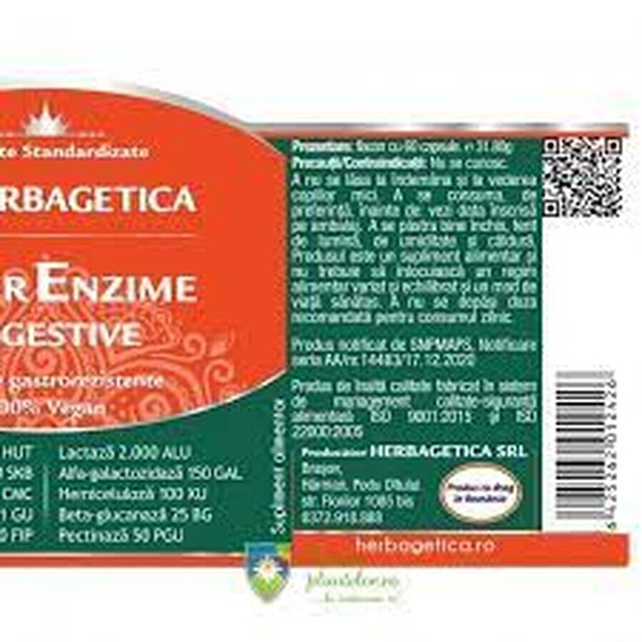Super enzimi digestivi, 30 capsule, Herbagetica