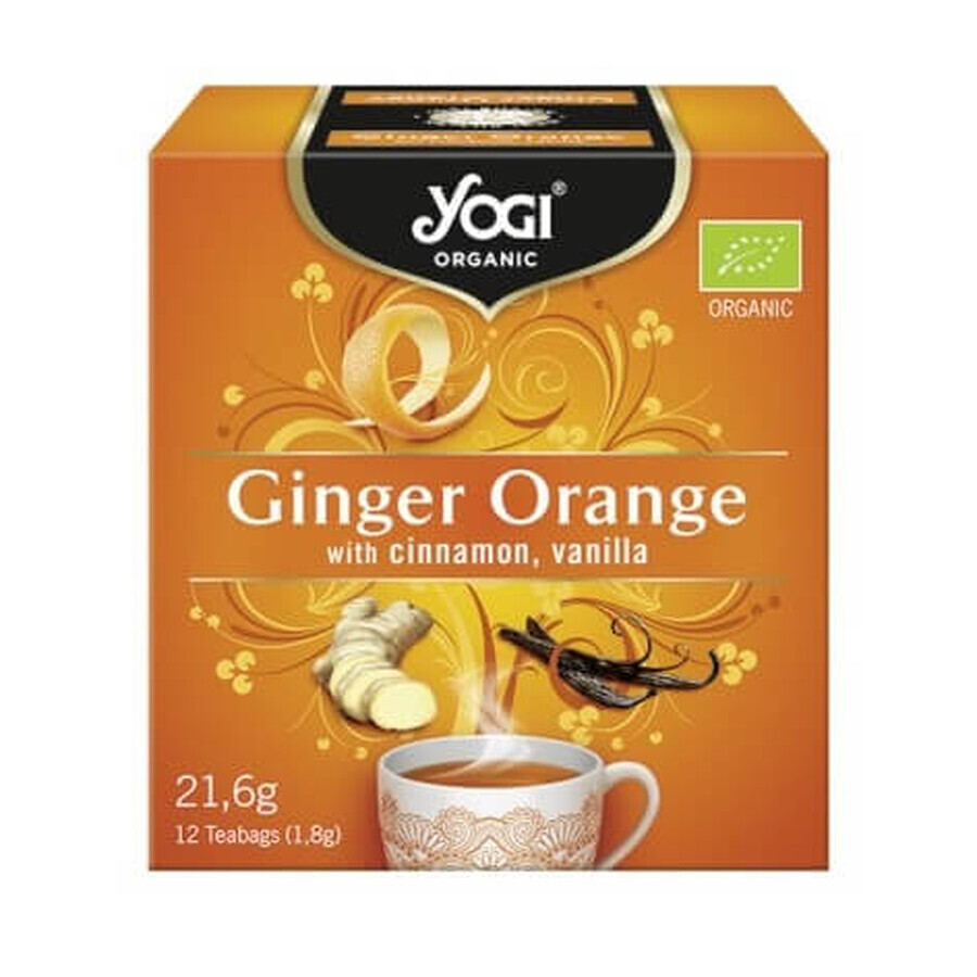 Thé biologique à l'orange, au gingembre, à la cannelle et à la vanille Ginger Orange, 12 sachets, Yogi Tea