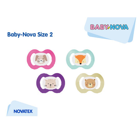 Sucettes décorées symétriques sans anneau, Talia 2, 6-18 mois, 2 pcs, Baby Nova