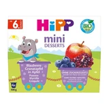 Mini organic dessert with apples, blueberries and pomegranate, 4 x 100 g, Hipp