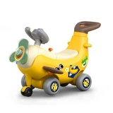 4 in 1 Ride On interactief vliegtuig met duwstang, Banaan, 12-36 maanden, Hola