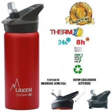 Termos din inox cu capac automat Jannu Rosu, 500ml, Laken