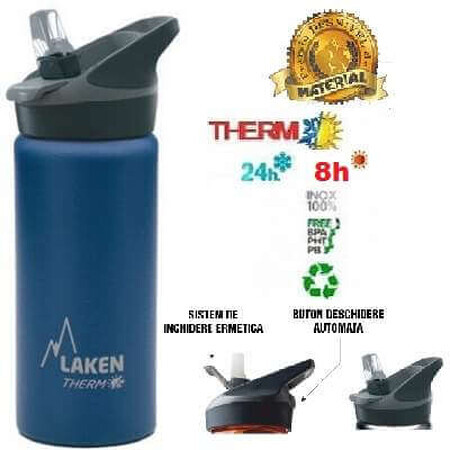 Edelstahlthermoskanne mit Automatikdeckel Jannu Blue, 500ml, Laken