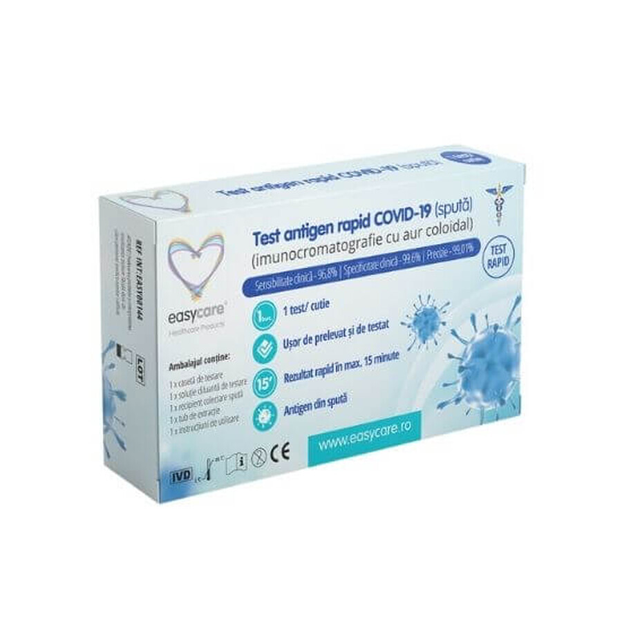 Test rapide Antigène covid 19, crachats, 1 kit, Easycare