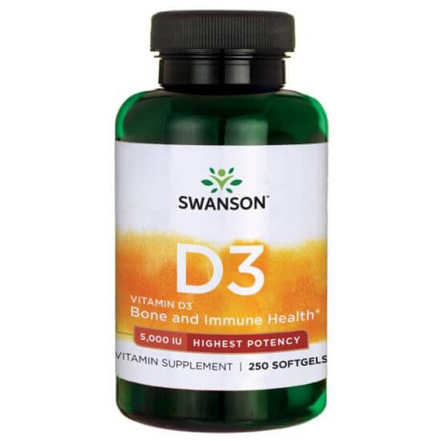 Vitamine D3 5000UI, 250 gélules, Swanson
