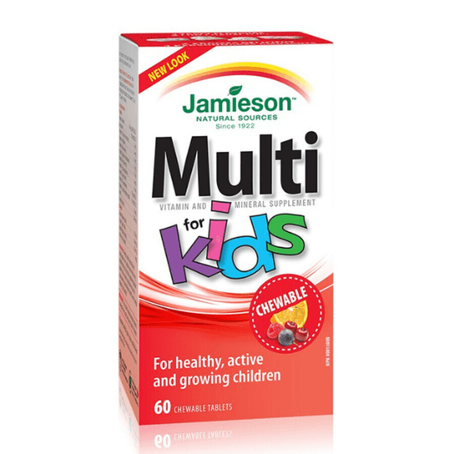 Vitamine und Mineralstoffe für Kinder Multi Kids, 60 Kautabletten, Jamieson