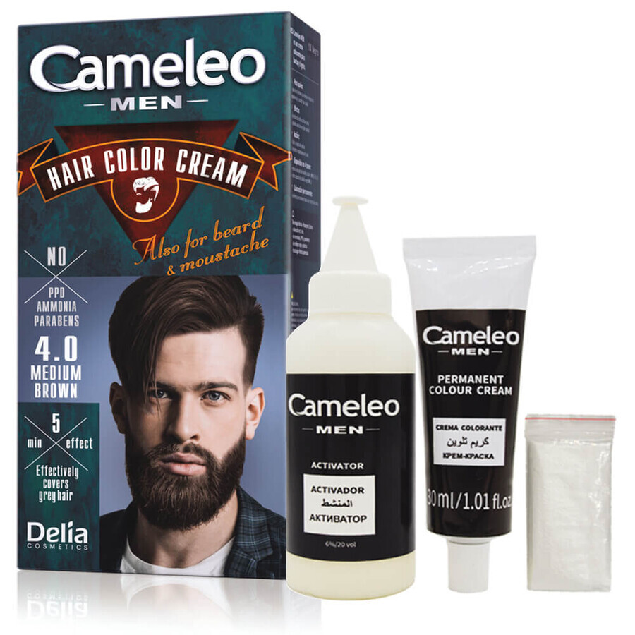 Färbemittel für Haare, Bart, Schnurrbart und Koteletten für Männer, 30 ml, Cameleo
