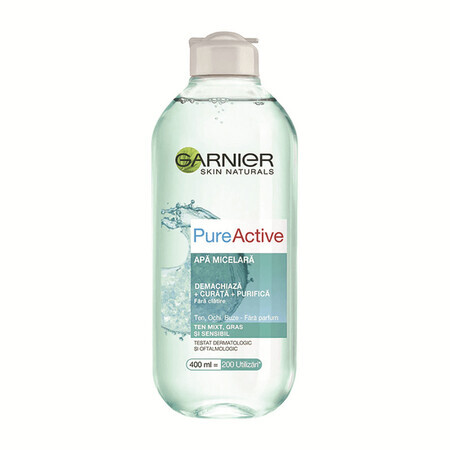 Pure Active Skin Naturals Eau micellaire pour les peaux mixtes à tendance grasse, 400 ml, Garnier