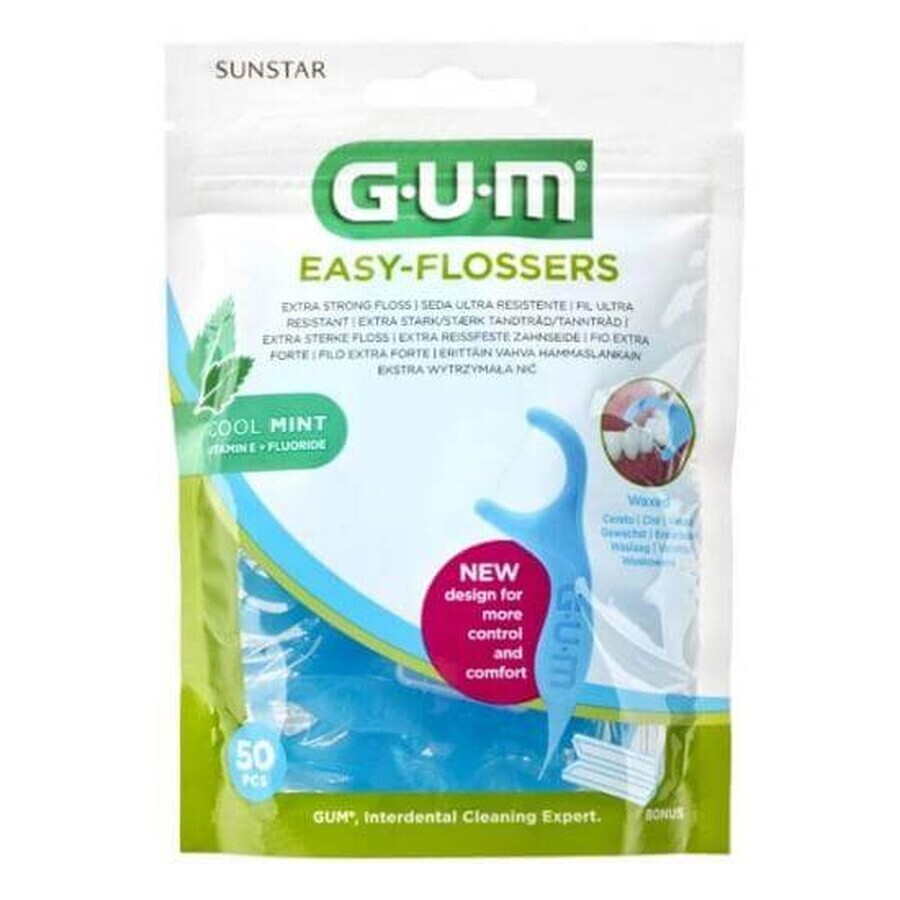 Easy Flossers fil dentaire aromatisé à la menthe, 50 pièces, Sunstar Gum